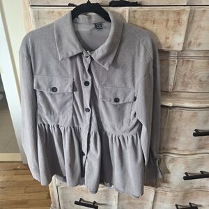 SHEIN Gray Button-Up Blouse